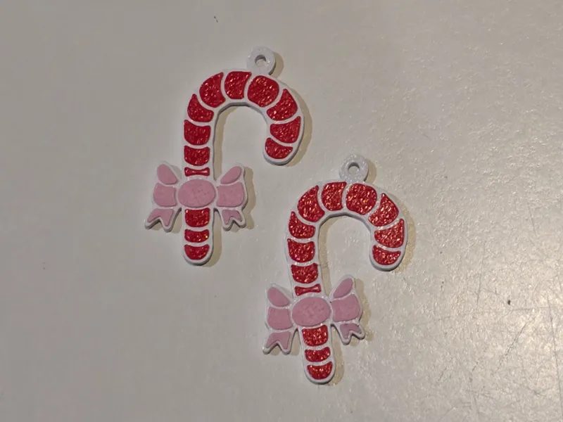 Candy Cane -Bow Christmas Earrings