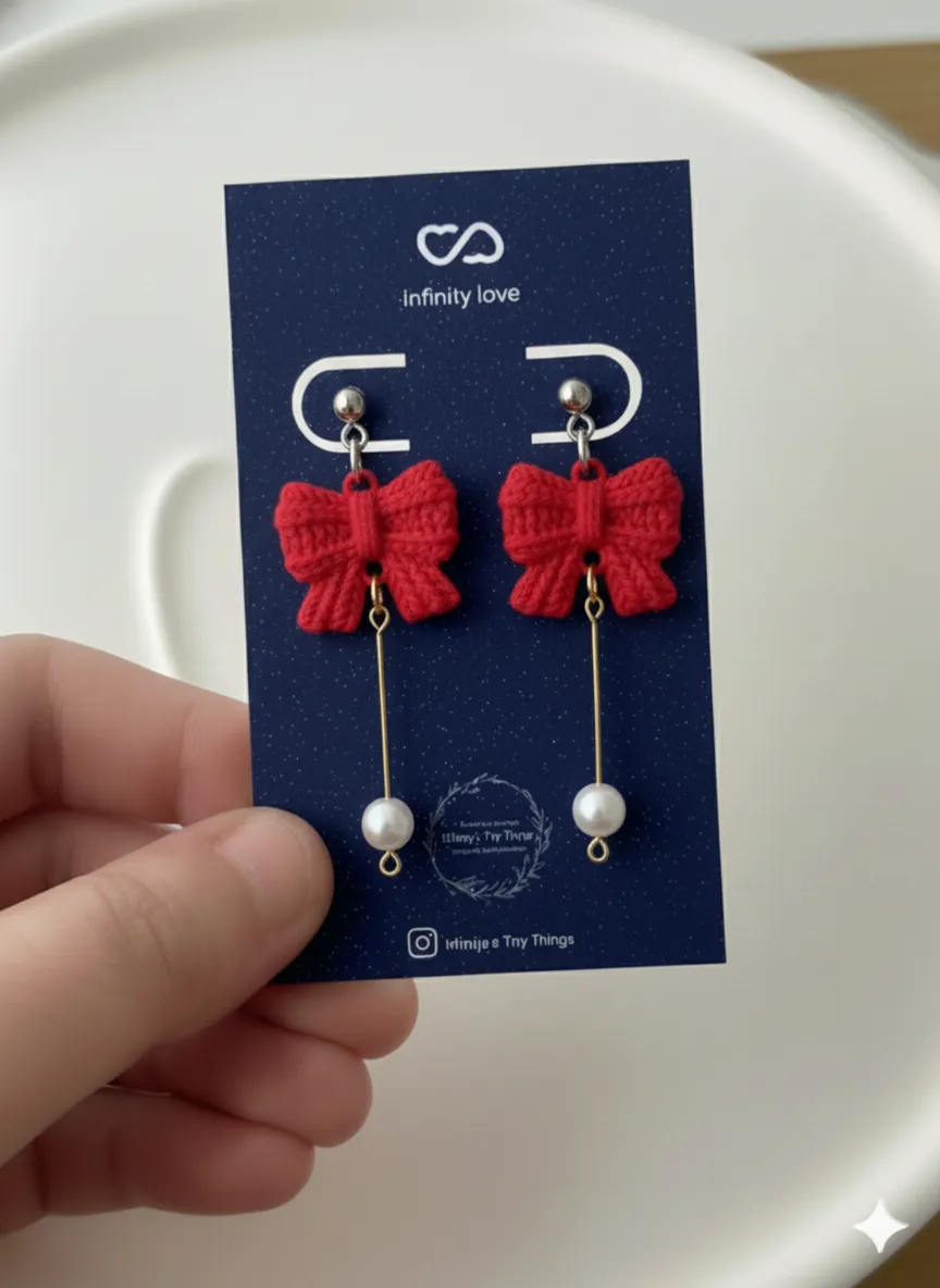 Pearl Bow Earrings view 3