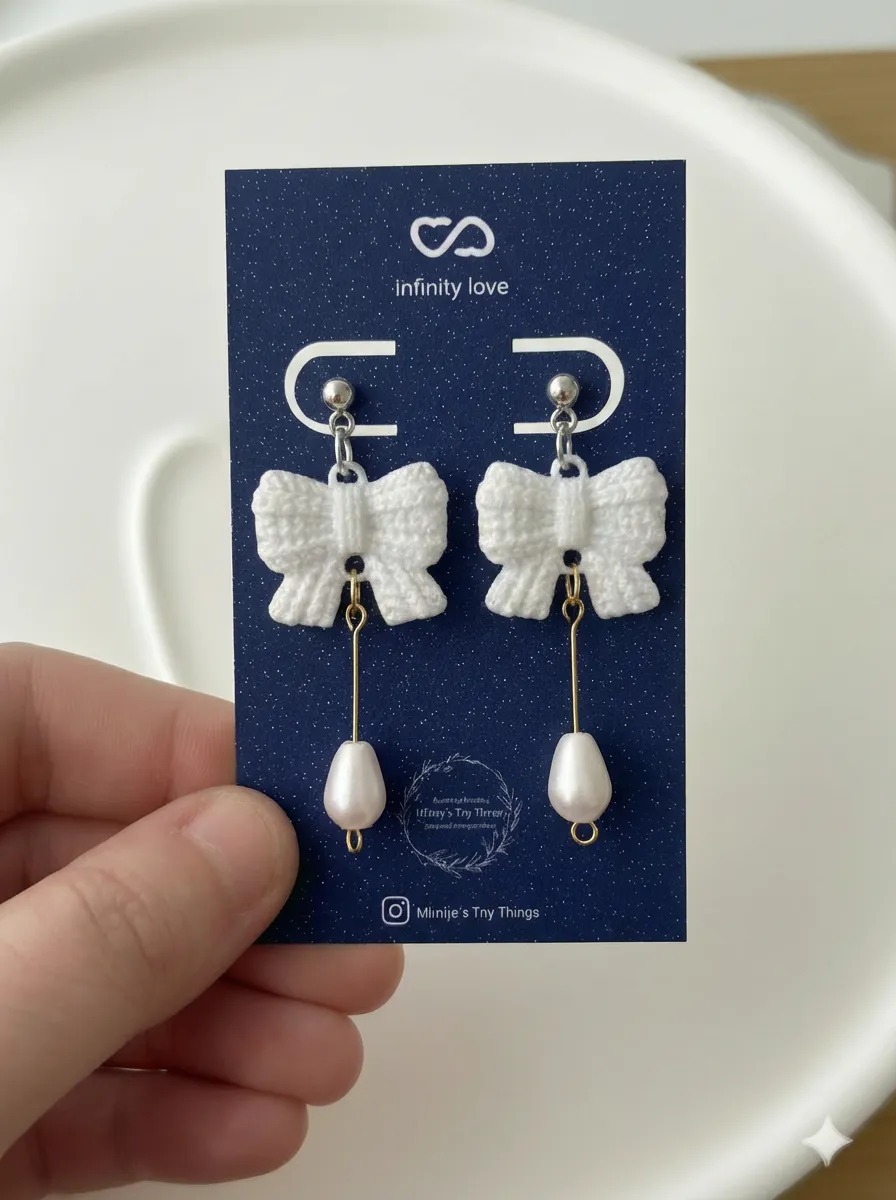 Pearl Bow Earrings view 4