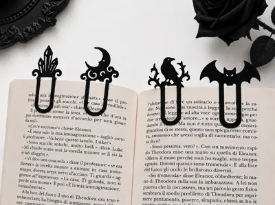 Goth Four Bookmark Set Crystal Moon Raven Bat