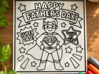 Superhero Father's Day Coloring Page