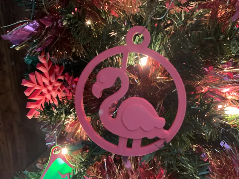 Christmas Ornament - Flamingo within circle ornament