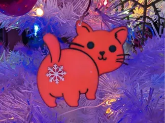 Cat Butt with Snowflake Ornament 