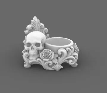 Accesorio de iluminación decorativa: Goth Skull Rose LED Tealight gothic Holder — vista de referencia 5