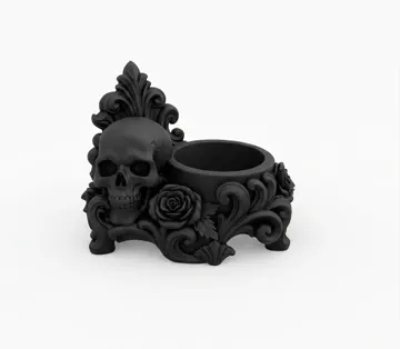 Accesorio de iluminación decorativa: Goth Skull Rose LED Tealight gothic Holder — vista de referencia 4