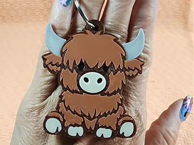 Highland cow Keychain Free Commercial Use