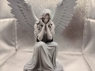 Sitting Angel Woman Statue
