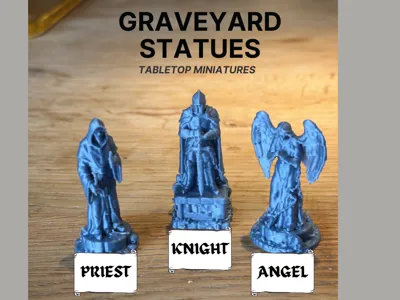 Graveyard Statues - knight, monk, angel DnD RPG