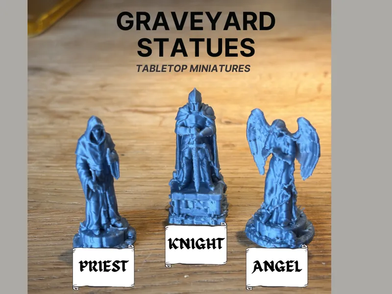 Graveyard Statues - knight, monk, angel DnD RPG