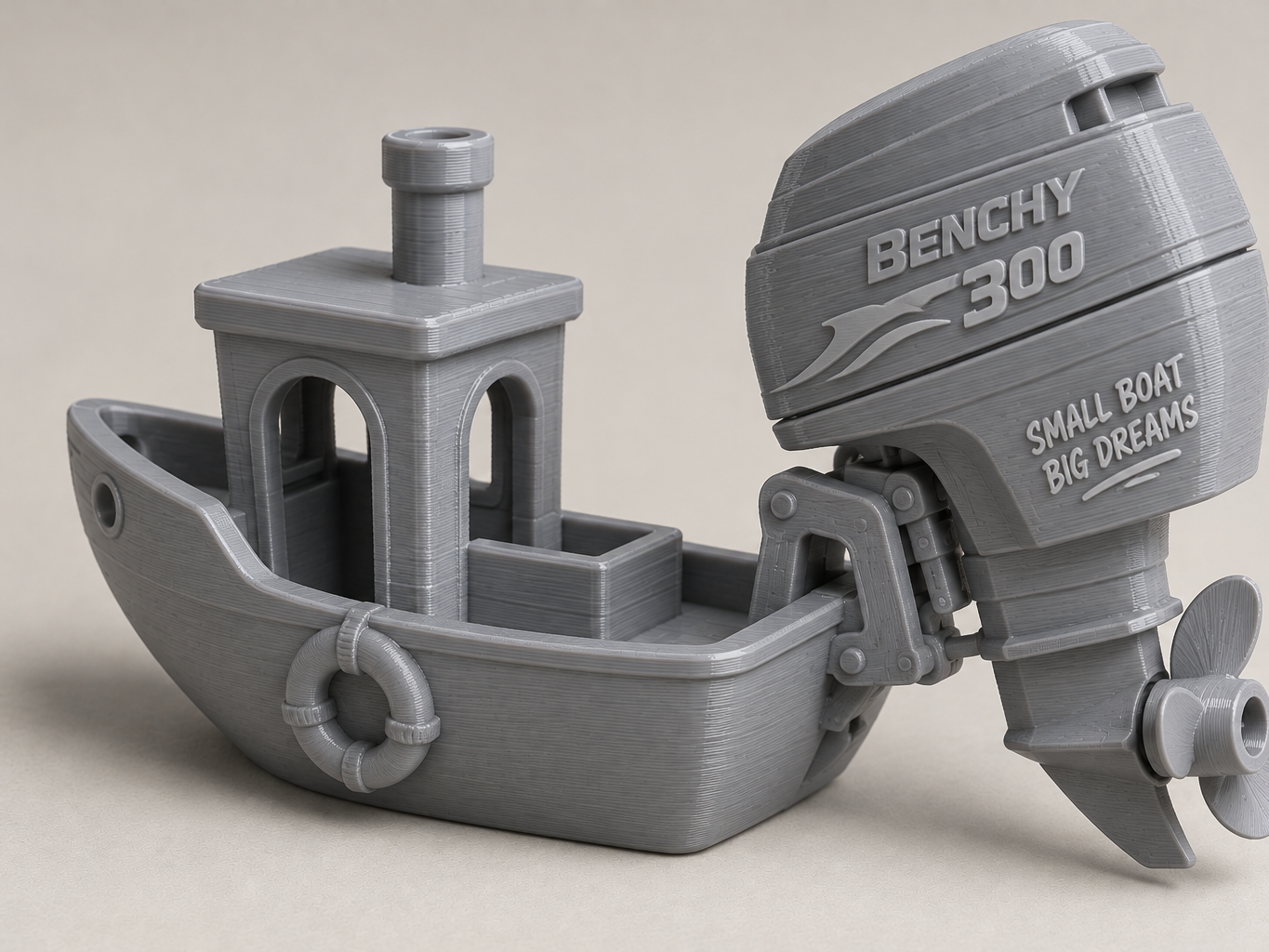 Benchy Outboard Motor Funny Boat 3D model