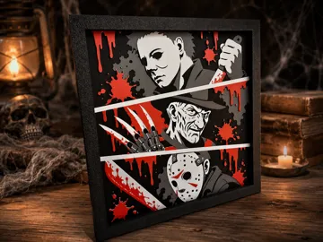 Cuadro decorativo en 3D: OG Slashers - Horror HueForge — vista de referencia 3