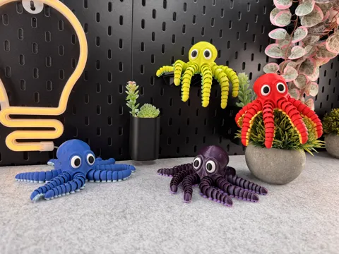 Articulated Cute Octopus view 3