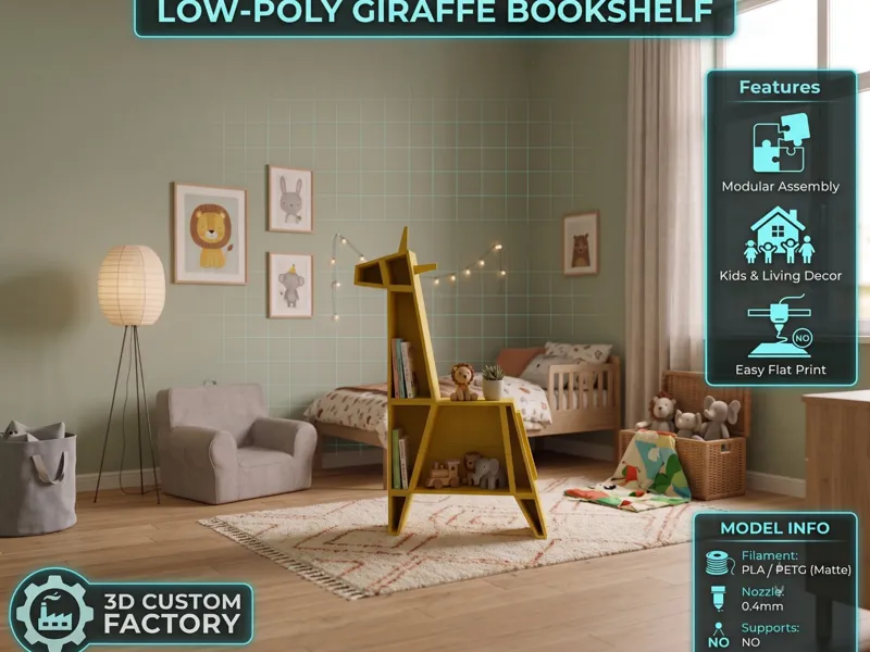 Low-Poly Giraffe Bookshelf