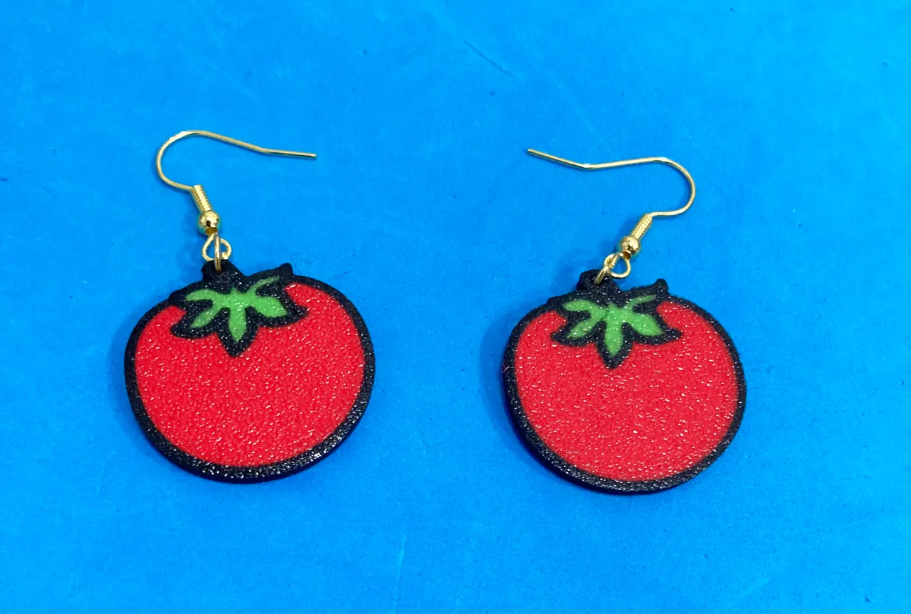 Tomato earrings view 2