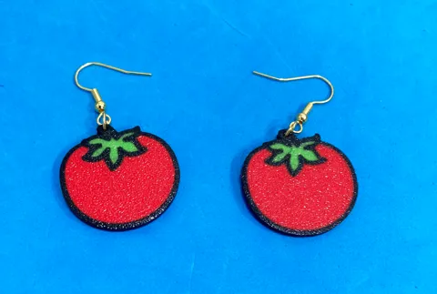 Tomato earrings view 2