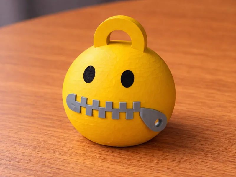 Emoji keychain with zipper mouth