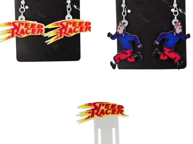 Speed Racer and Tin Tin Bookmark and earrings