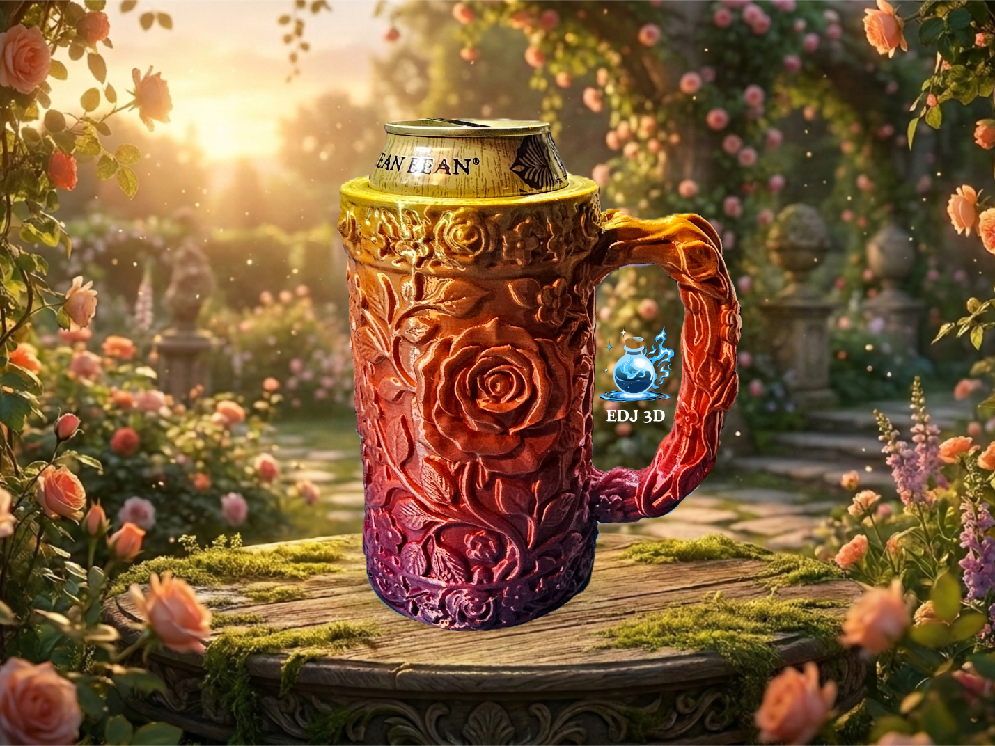 Rose and Forget-Me-Not Floral Tankard Drink Holder