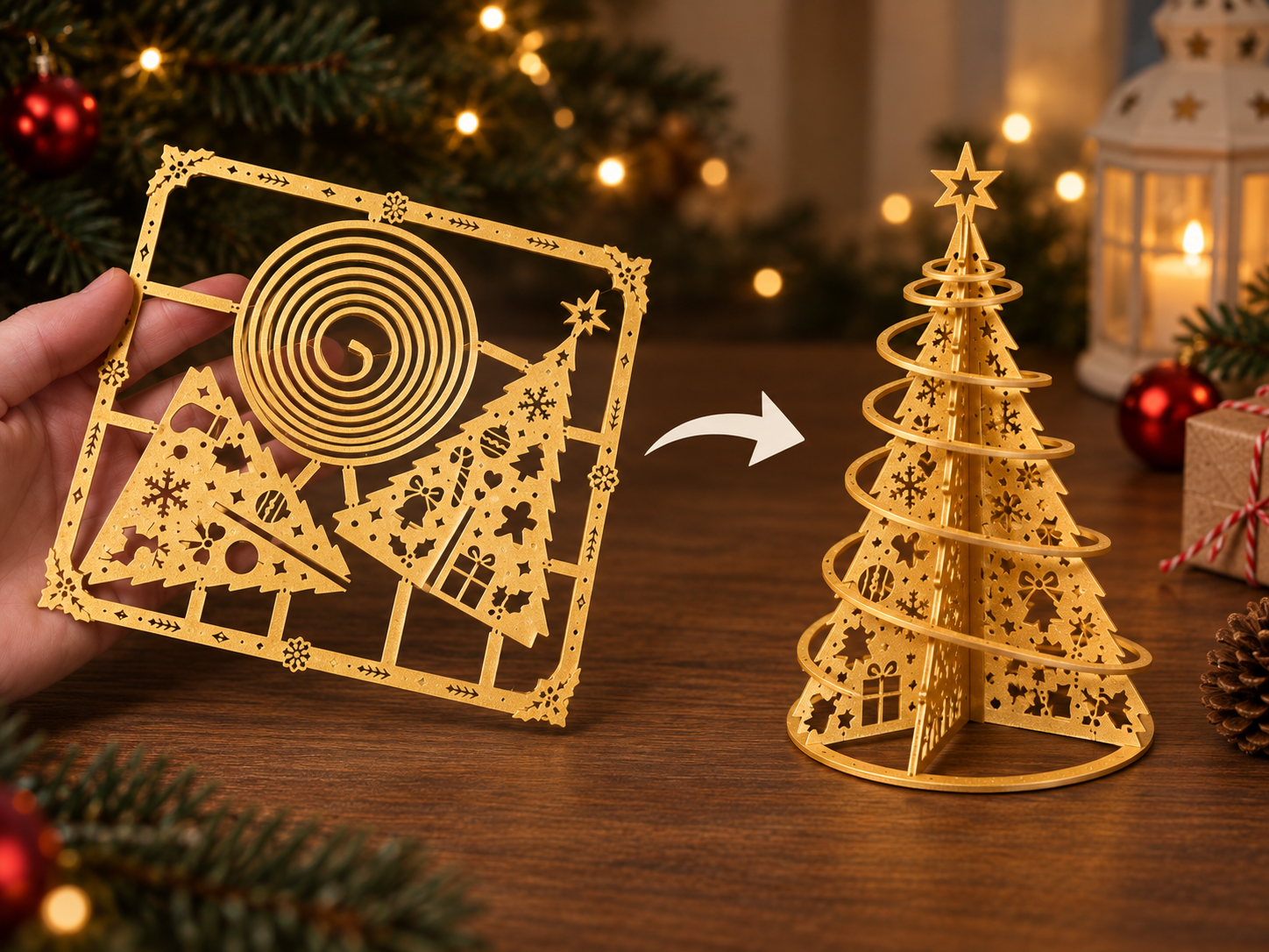 Christmas Tree Kit Card – Spiral Tree Decoration - 1