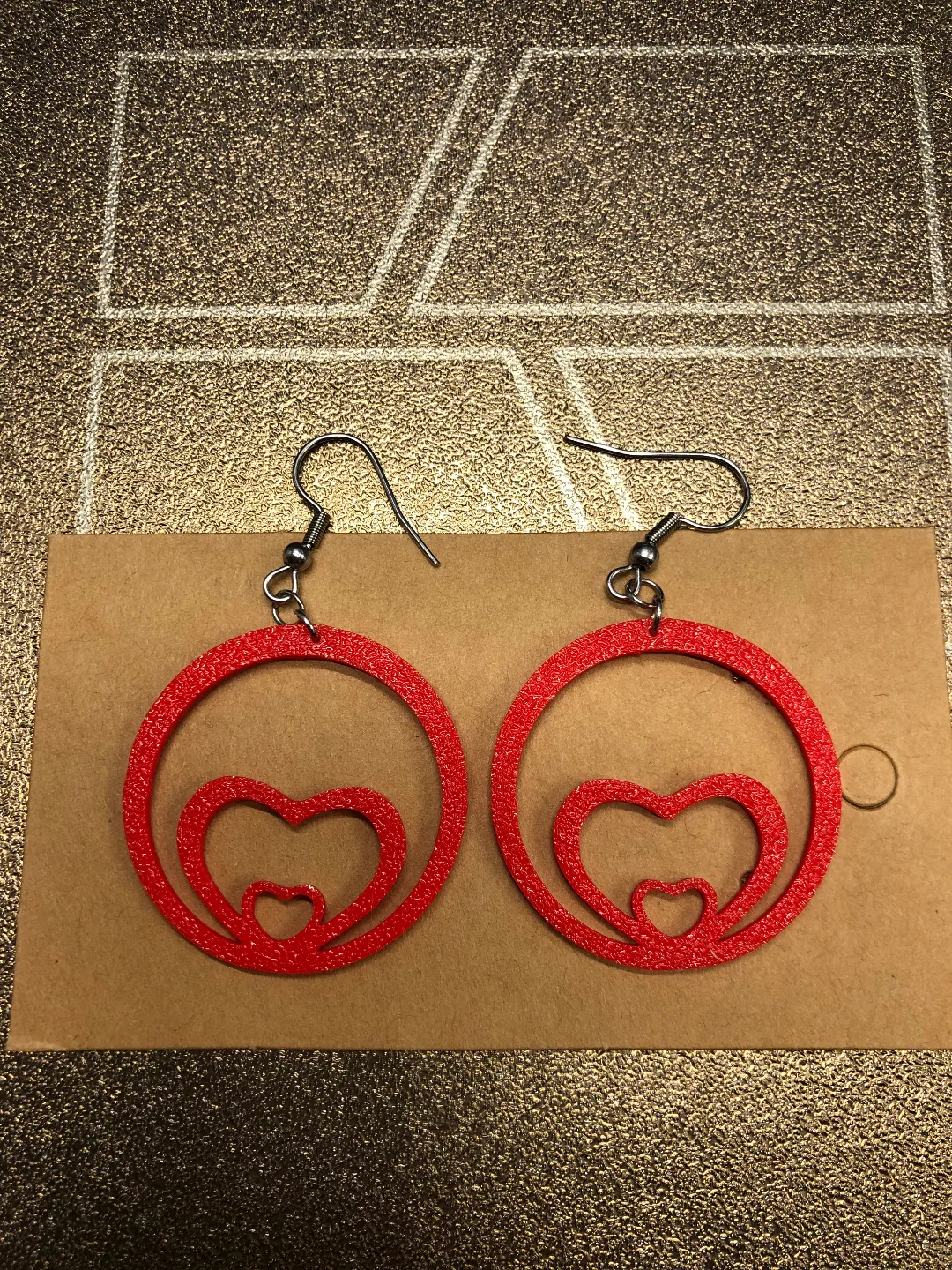 Two hearts in circle earrings view 2