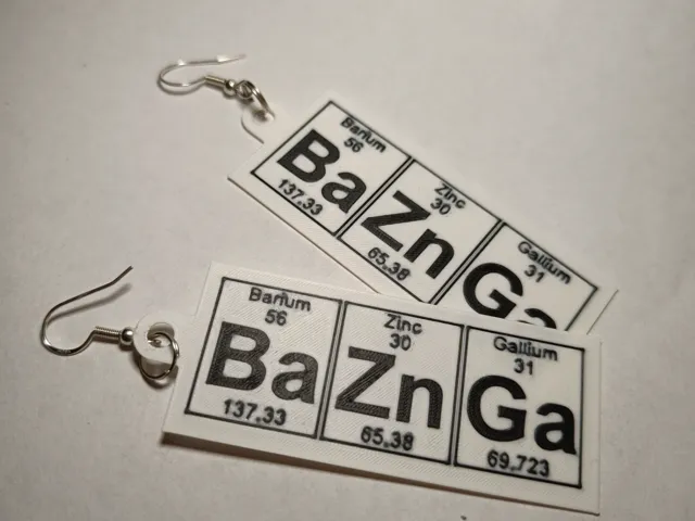 Ba-Zn-Ga (Bazinga) earrings or keychain