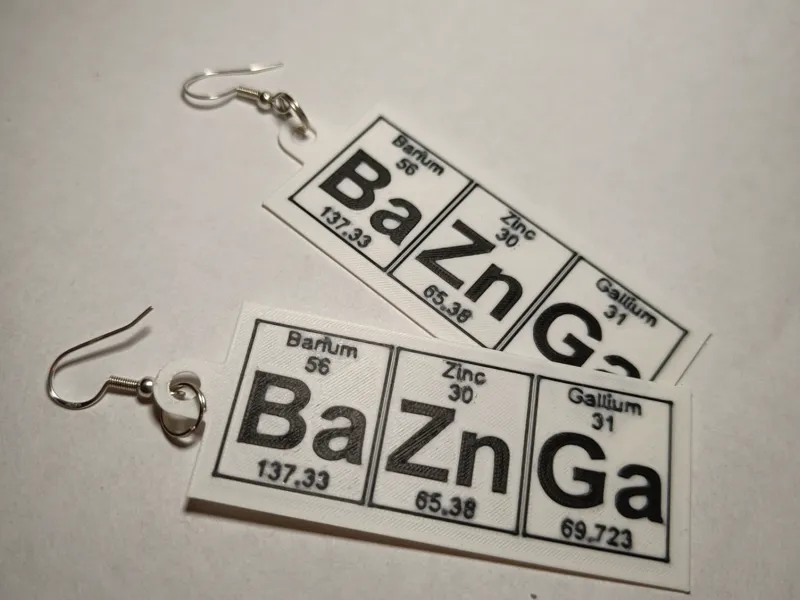Ba-Zn-Ga (Bazinga) earrings or keychain