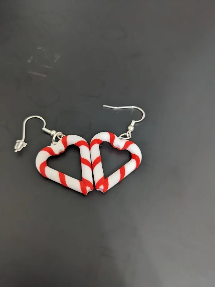 Candy Cane Heart Earrings view 2