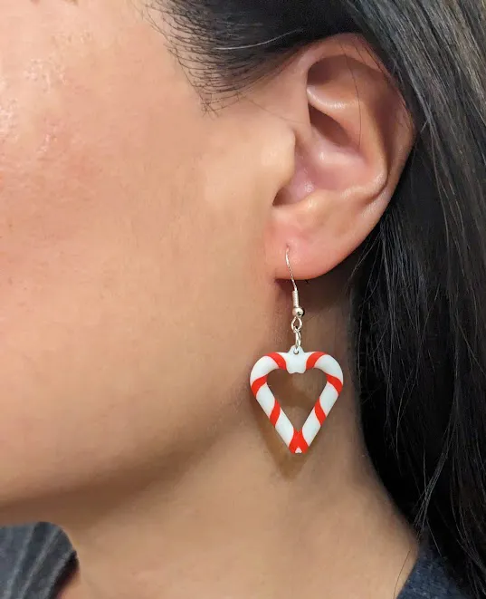 Candy Cane Heart Earrings view 3