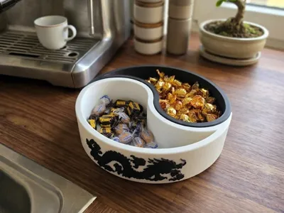 Yin Yang Dragon Two-Color Storage Dish