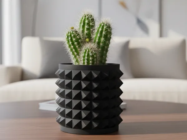 Pot à plante à pointes géométriques