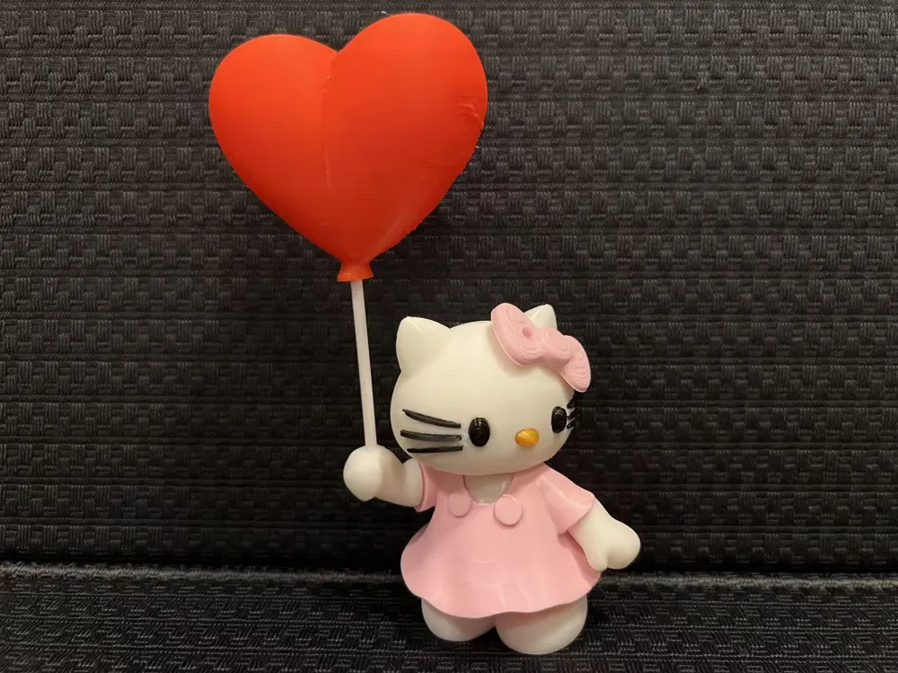 Hello Kitty with Heart Balloon (No AMS) - Free 3D Print Model - MakerWorld