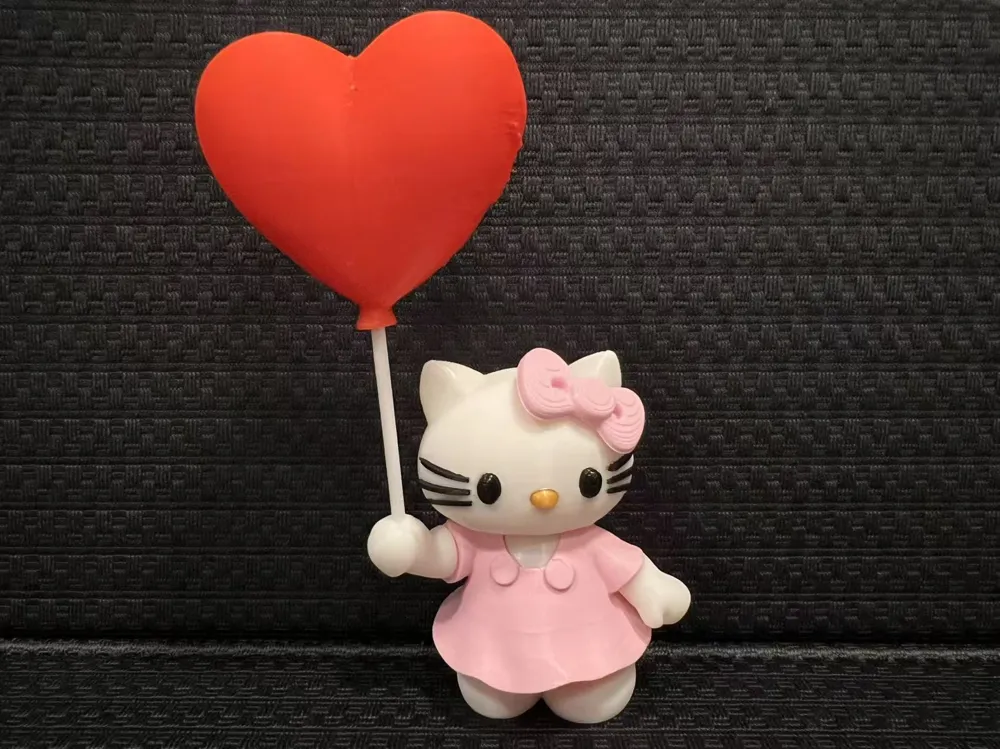 Hello Kitty with Heart Balloon (No AMS) - Free 3D Print Model - MakerWorld