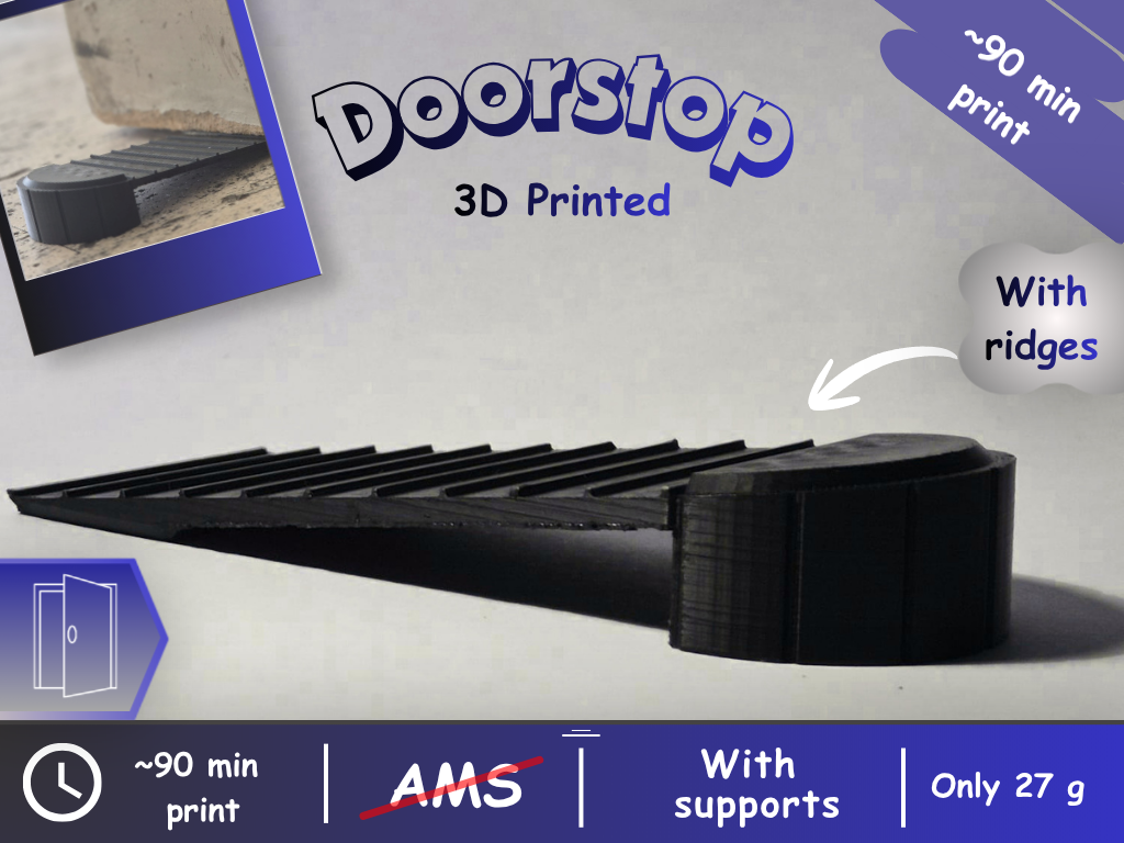 Modern Doorstop With Ridges - Easy print