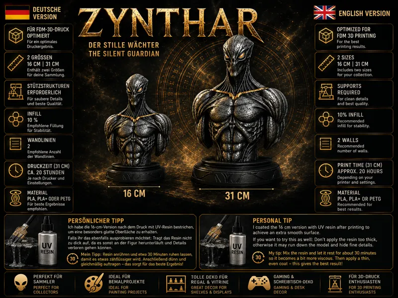 ZYNTHAR – Sci-Fi Alien Büste (16/31 cm) 