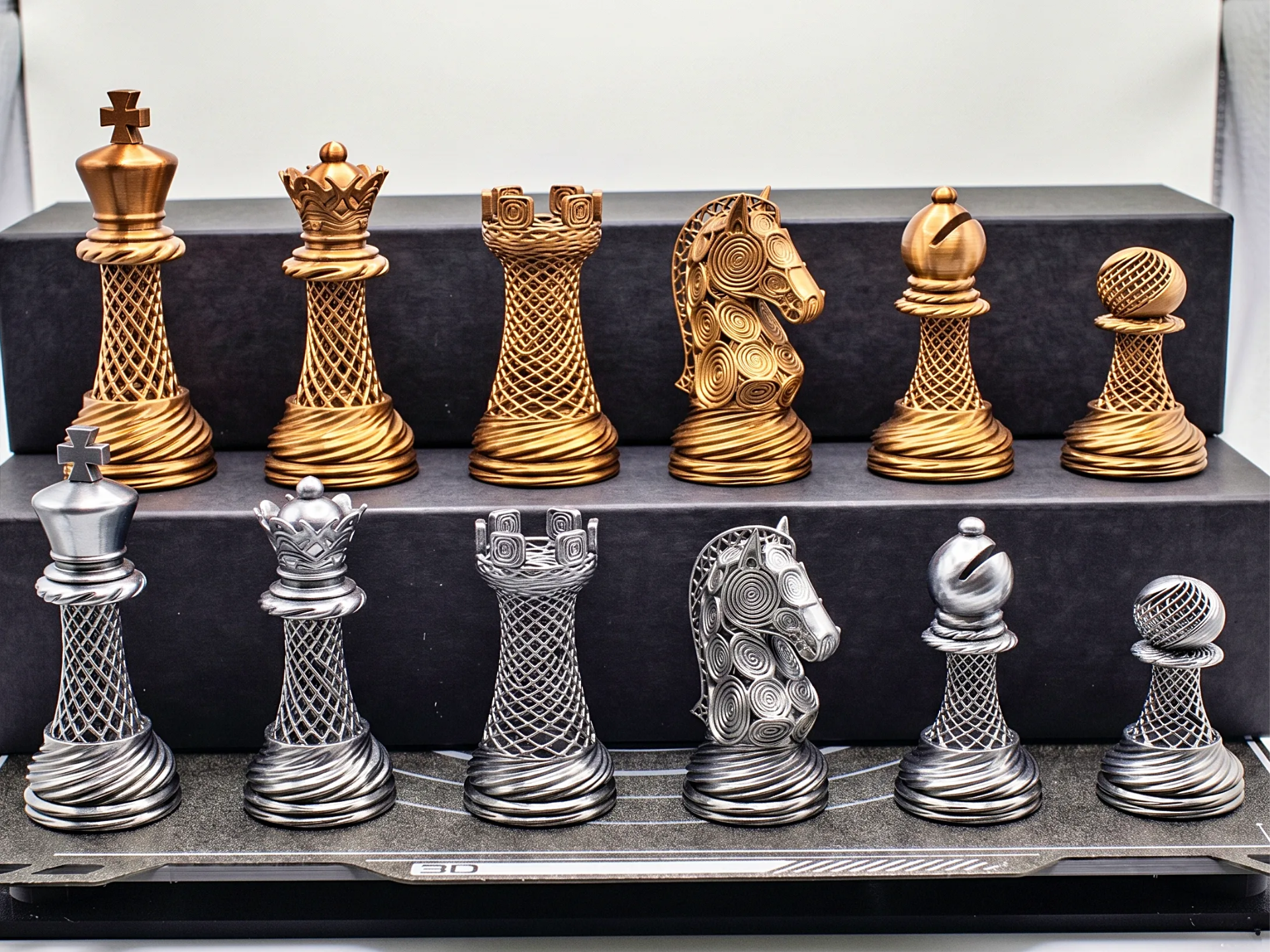 Spiral Lattice Fantasy Chess Set STL