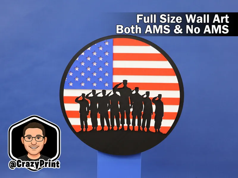 Saluting Patriotic US Flag Wall Art / Sign -No AMS