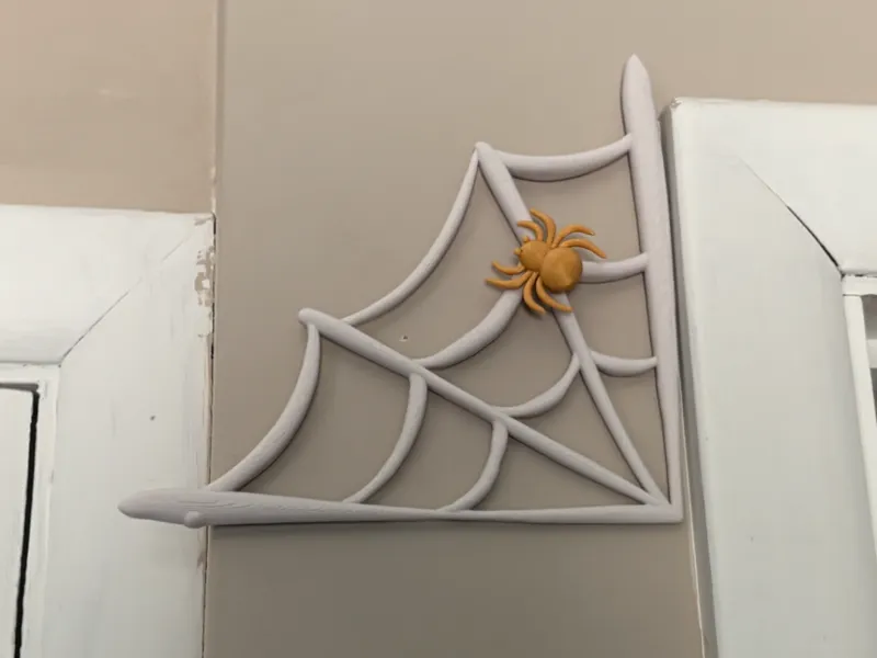 Halloween Corner Spider Web Decor with Cute Spider