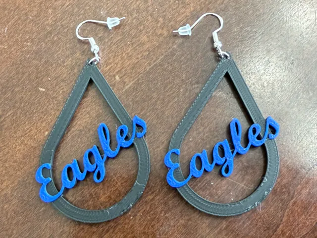 Eagles Script Teardrop Earrings