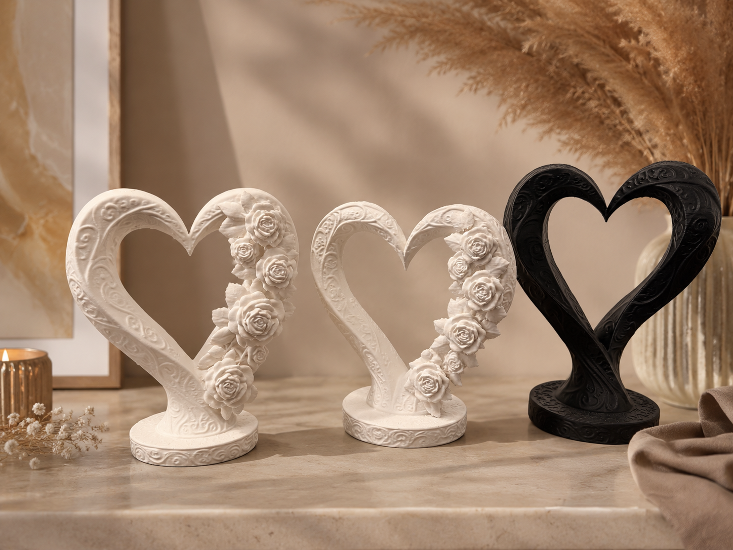 Decorative Heart Sculpture - Floral Heart