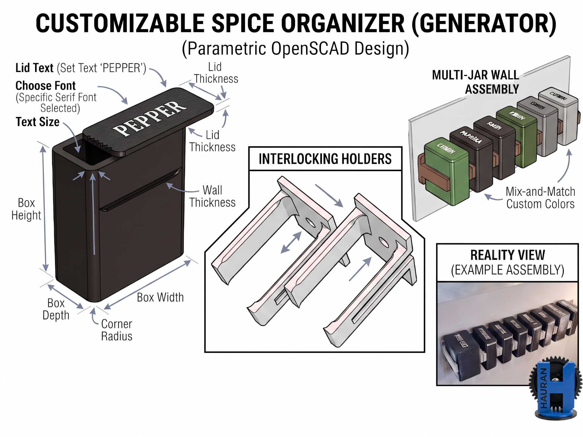 Modular Spice Rack & Dispenser System Organizer