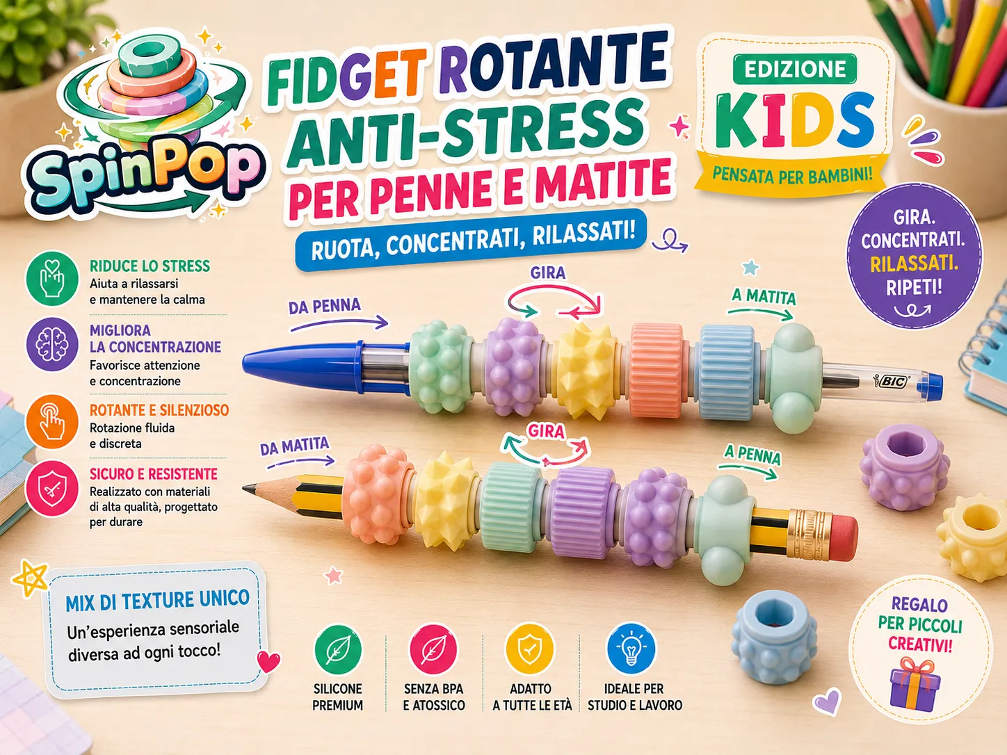 Sensory spin pop for kids