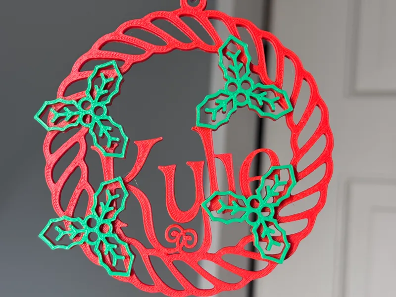 Holly Wreath Ornament Customizable With Name
