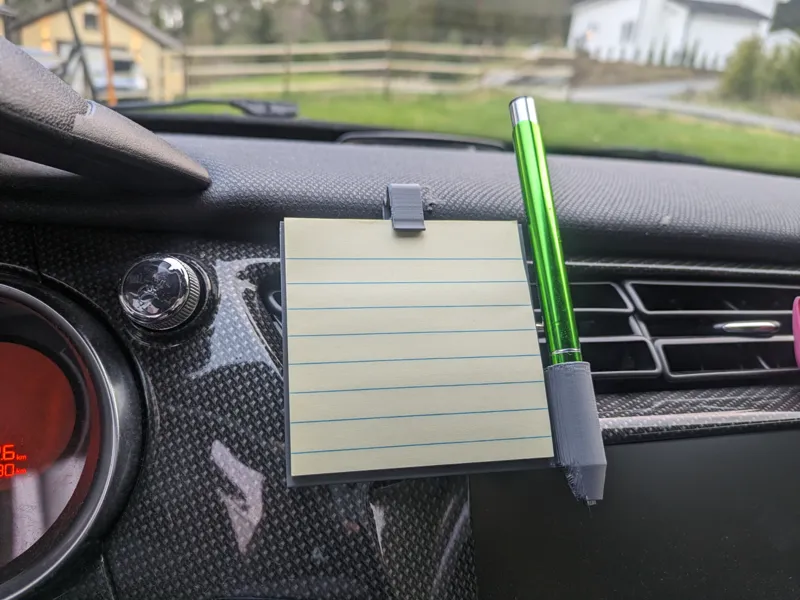 Posti-it and pen stand for car vent