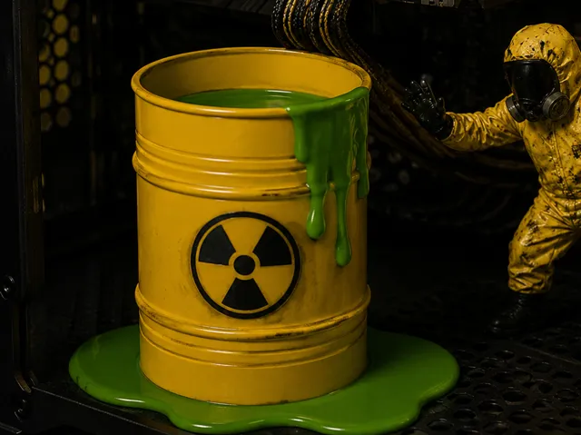 Toxic waste barrel with a Backrooms theme