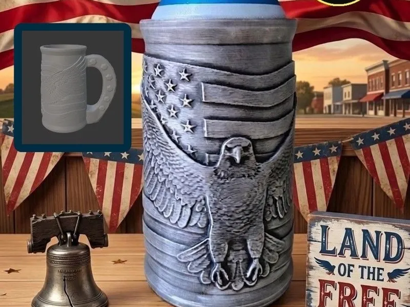 Eagle Flag Patriotic Koozie