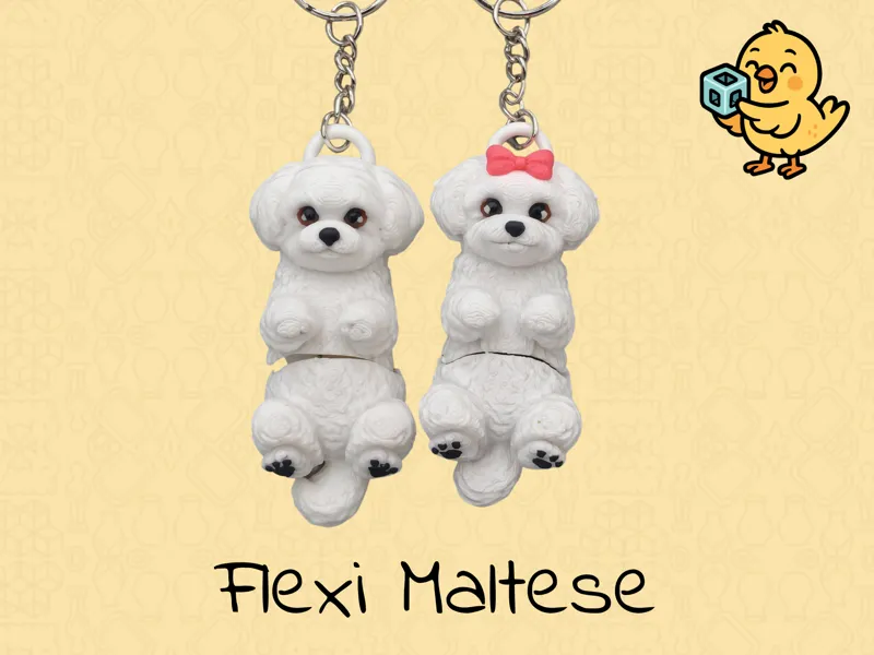 Maltese Keychain – Articulated Flexi Cute Dog