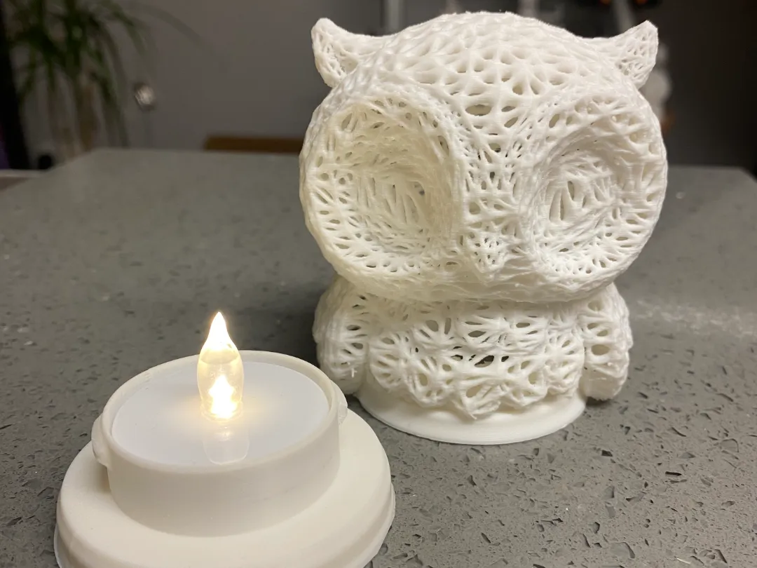 Lampe bougie chauffe-plat hibou