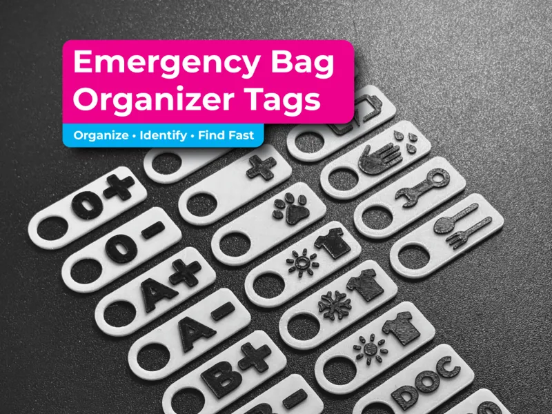Emergency Kit Organizer Tags