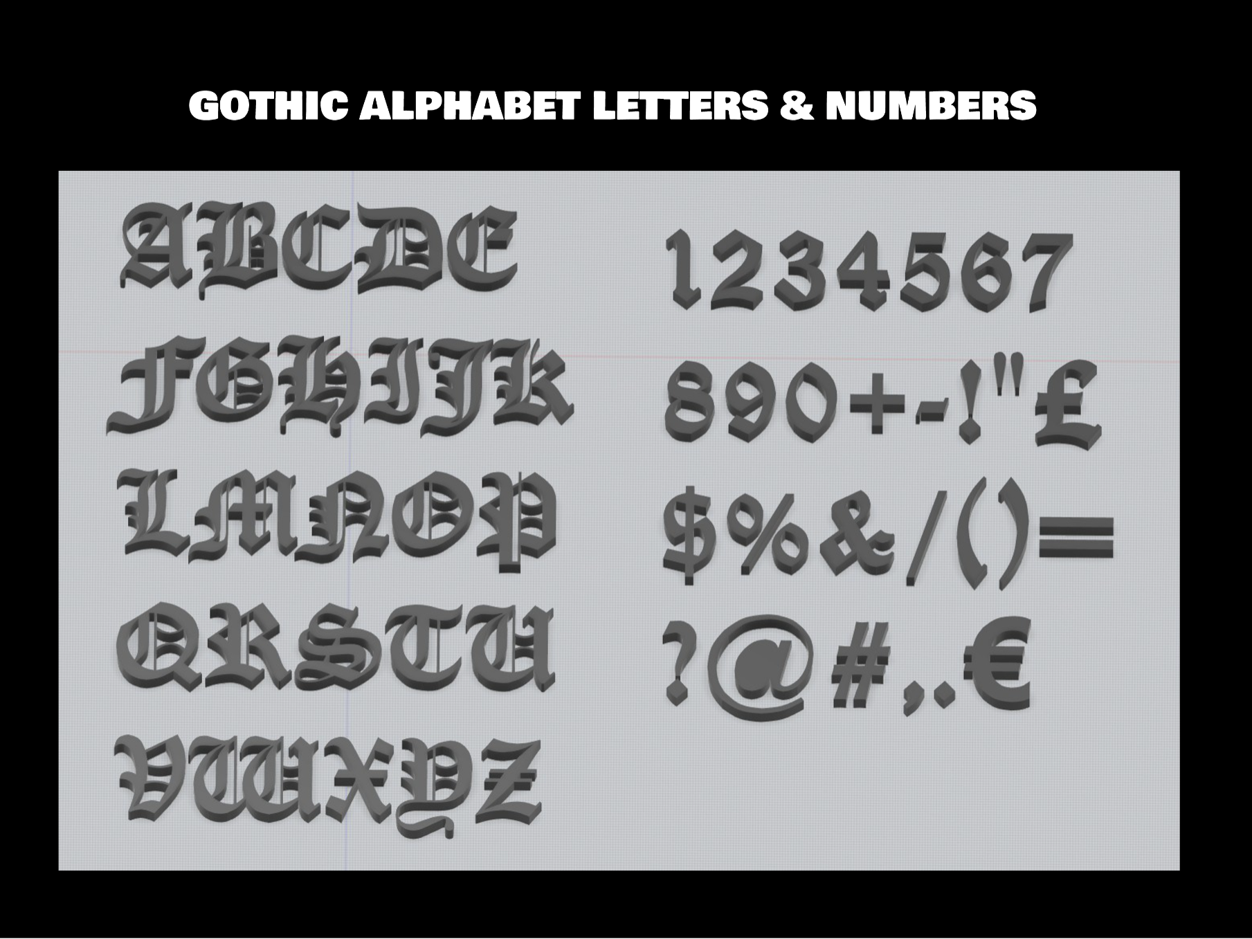 Gothic Alphabet Letters & Numbers