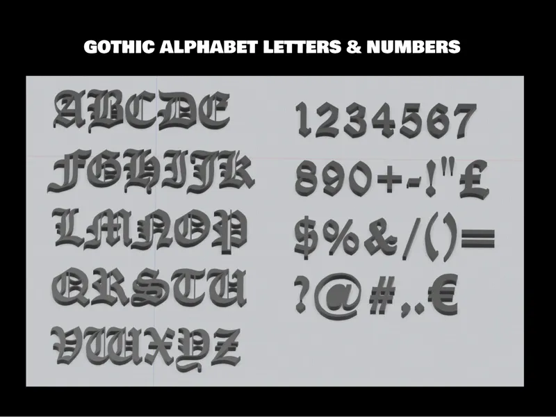Gothic Alphabet Letters & Numbers